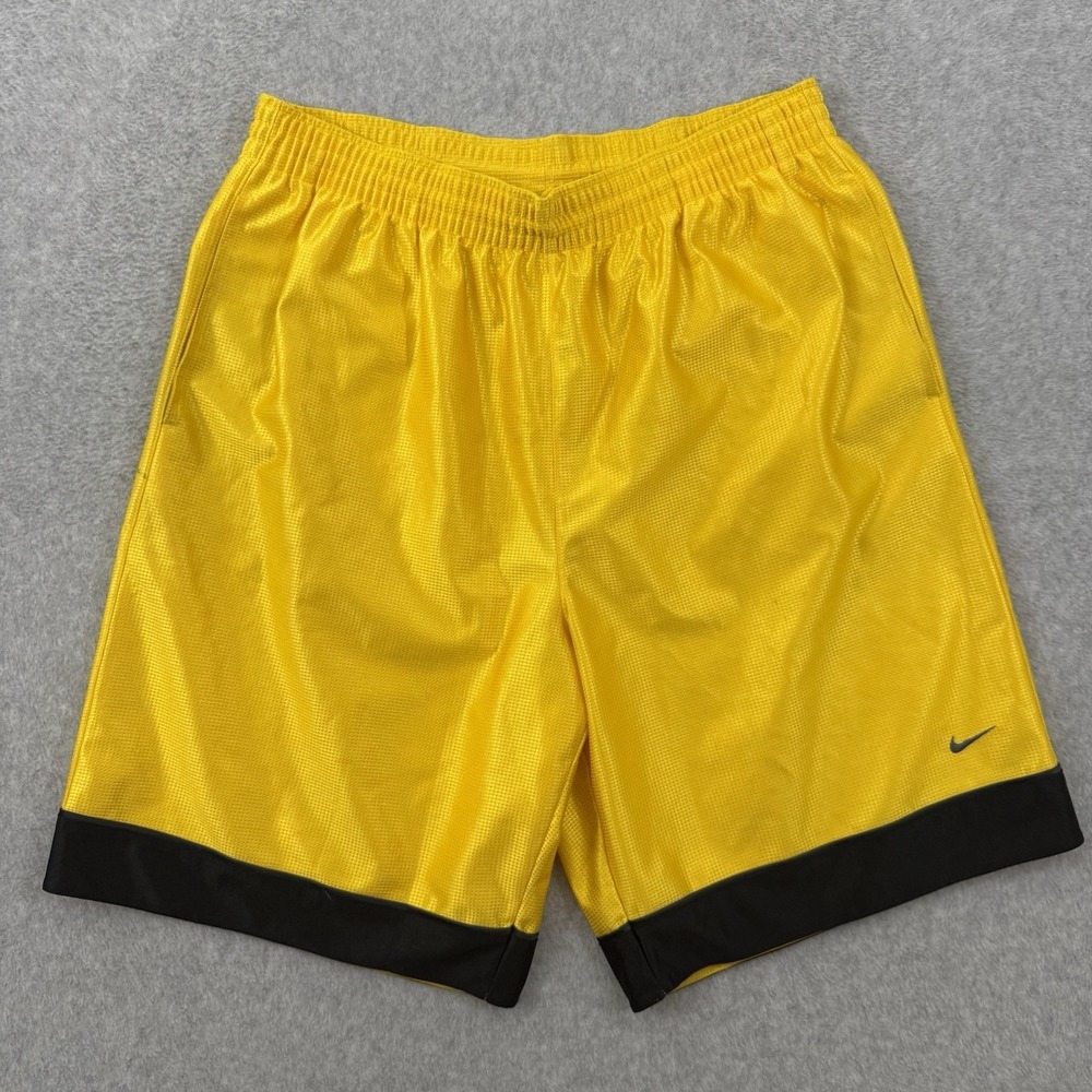Nike Shorts Mens XL Yellow Gold Basketball Dazzle Shimmer Athletic Drawstring